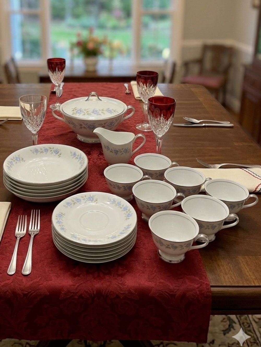 🩷 Vintage Lennold Fine China Made in Japan, Rhapsody 1812 China, Blue 21-Pieces